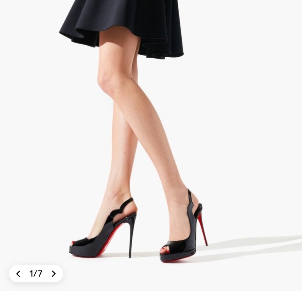 Christian Louboutin Black and Red Peep-Toe Heels Hot Chick Sling Alta 120mm
